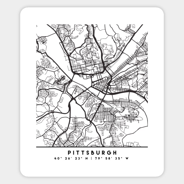 PITTSBURGH PENNSYLVANIA BLACK CITY STREET MAP ART Sticker by deificusArt